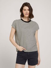 T-Shirt mit Stehkragen - Frauen - cream black stripe T-Shirt mit Stehkragen - Frauen - cream black stripe - 1 - TOM TAILOR Denim