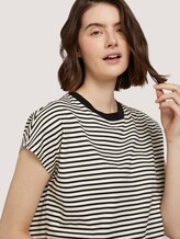 T-Shirt mit Stehkragen - Frauen - cream black stripe T-Shirt mit Stehkragen - Frauen - cream black stripe - 9 - TOM TAILOR Denim