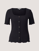 Ripp T-Shirt mit Knopfleiste - Frauen - deep black Ripp T-Shirt mit Knopfleiste - Frauen - deep black - 7 - TOM TAILOR Denim