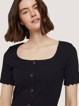 Ripp T-Shirt mit Knopfleiste - Frauen - deep black Ripp T-Shirt mit Knopfleiste - Frauen - deep black - 9 - TOM TAILOR Denim