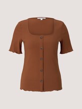 Ripp T-Shirt mit Knopfleiste - Frauen - amber brown Ripp T-Shirt mit Knopfleiste - Frauen - amber brown - 7 - TOM TAILOR Denim