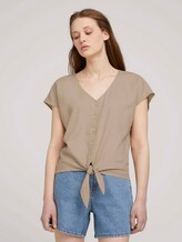 Kurzarmbluse mit Leinen - Frauen - dune beige Kurzarmbluse mit Leinen - Frauen - dune beige - 1 - TOM TAILOR Denim
