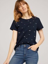 Besticktes T-Shirt mit Bio-Baumwolle - Frauen - navy birds embroidery Besticktes T-Shirt mit Bio-Baumwolle - Frauen - navy birds embroidery - 5 - TOM TAILOR