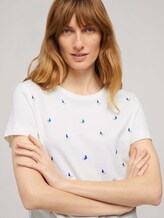 Besticktes T-Shirt mit Bio-Baumwolle - Frauen - offwhite boats embroidery Besticktes T-Shirt mit Bio-Baumwolle - Frauen - offwhite boats embroidery - 9 - TOM TAILOR