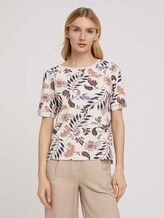 Kurzarm Sweatshirt mit Muster - Frauen - white floral design Kurzarm Sweatshirt mit Muster - Frauen - white floral design - 1 - TOM TAILOR