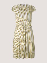 Gemustertes Jerseykleid mit Bindegürtel - Frauen - green watercolor stripe Gemustertes Jerseykleid mit Bindegürtel - Frauen - green watercolor stripe - 7 - TOM TAILOR