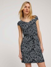 Gemustertes Jerseykleid mit Bindegürtel - Frauen - navy offwhite flower design Gemustertes Jerseykleid mit Bindegürtel - Frauen - navy offwhite flower design - 5 - TOM TAILOR