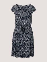 Gemustertes Jerseykleid mit Bindegürtel - Frauen - navy offwhite flower design Gemustertes Jerseykleid mit Bindegürtel - Frauen - navy offwhite flower design - 7 - TOM TAILOR