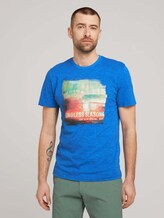 Gestreiftes T-Shirt mit Print - Männer - victory blue printed stripe Gestreiftes T-Shirt mit Print - Männer - victory blue printed stripe - 1 - TOM TAILOR