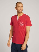 T-Shirt mit Streifenstruktur - Männer - plain red nep inject melange T-Shirt mit Streifenstruktur - Männer - plain red nep inject melange - 1 - TOM TAILOR