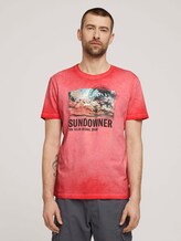 Used look t-shirt with a print - Men - Plain Red Used look t-shirt with a print - Men - Plain Red - 1 - TOM TAILOR