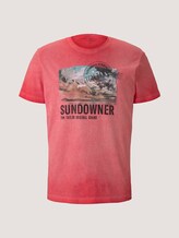 Used look t-shirt with a print - Men - Plain Red Used look t-shirt with a print - Men - Plain Red - 7 - TOM TAILOR