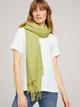 Leinen Schal mit Fransen - Frauen - celery ice Leinen Schal mit Fransen - Frauen - celery ice - 5 - Tom Tailor E-Shop Kollektion