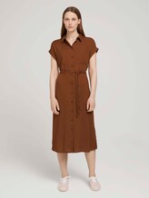 Midi blouse dress with a belt - Women - amber brown Midi blouse dress with a belt - Women - amber brown - 1 - TOM TAILOR Denim