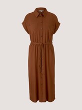 Midi blouse dress with a belt - Women - amber brown Midi blouse dress with a belt - Women - amber brown - 7 - TOM TAILOR Denim