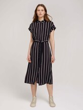 Midi blouse-jurk met ceintuur - Vrouwen - black beige vertical stripe Midi blouse-jurk met ceintuur - Vrouwen - black beige vertical stripe - 3 - TOM TAILOR Denim