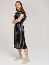 Midi blouse-jurk met ceintuur - Vrouwen - black beige vertical stripe Midi blouse-jurk met ceintuur - Vrouwen - black beige vertical stripe - 5 - TOM TAILOR Denim