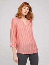 gestreifte Bluse mit halber Knopfleiste - Frauen - peach stripe vertical gestreifte Bluse mit halber Knopfleiste - Frauen - peach stripe vertical - 1 - TOM TAILOR