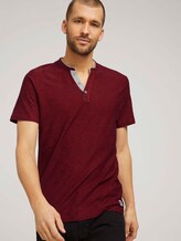 Gestreiftes T-Shirt mit Henleyausschnitt - Männer - power red fine stripe Gestreiftes T-Shirt mit Henleyausschnitt - Männer - power red fine stripe - 5 - TOM TAILOR