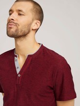 Gestreiftes T-Shirt mit Henleyausschnitt - Männer - power red fine stripe Gestreiftes T-Shirt mit Henleyausschnitt - Männer - power red fine stripe - 9 - TOM TAILOR