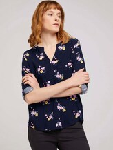 gemusterte Bluse mit Turn-Up Ärmeln - Frauen - navy flower design gemusterte Bluse mit Turn-Up Ärmeln - Frauen - navy flower design - 5 - TOM TAILOR