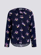 gemusterte Bluse mit Turn-Up Ärmeln - Frauen - navy flower design gemusterte Bluse mit Turn-Up Ärmeln - Frauen - navy flower design - 7 - TOM TAILOR