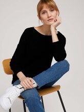 Ottoman Pullover mit Bio-Baumwolle - Frauen - Deep Black Ottoman Pullover mit Bio-Baumwolle - Frauen - Deep Black - 5 - TOM TAILOR