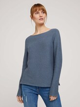 Ottoman Pullover mit Bio-Baumwolle - Frauen - dove grey melange Ottoman Pullover mit Bio-Baumwolle - Frauen - dove grey melange - 1 - TOM TAILOR
