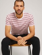 gestreiftes T-Shirt mit Rundhalsausschnitt - Männer - powerful red yarn dye stripe gestreiftes T-Shirt mit Rundhalsausschnitt - Männer - powerful red yarn dye stripe - 5 - TOM TAILOR