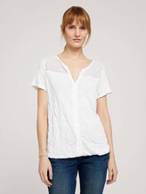 T-Shirt mit Spitzeneinsatz und elastischem Bund - Frauen - Whisper White T-Shirt mit Spitzeneinsatz und elastischem Bund - Frauen - Whisper White - 1 - TOM TAILOR