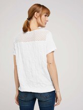 T-Shirt mit Spitzeneinsatz und elastischem Bund - Frauen - Whisper White T-Shirt mit Spitzeneinsatz und elastischem Bund - Frauen - Whisper White - 2 - TOM TAILOR