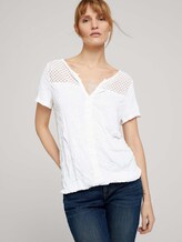 T-Shirt mit Spitzeneinsatz und elastischem Bund - Frauen - Whisper White T-Shirt mit Spitzeneinsatz und elastischem Bund - Frauen - Whisper White - 5 - TOM TAILOR