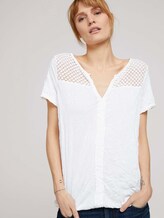 T-Shirt mit Spitzeneinsatz und elastischem Bund - Frauen - Whisper White T-Shirt mit Spitzeneinsatz und elastischem Bund - Frauen - Whisper White - 9 - TOM TAILOR
