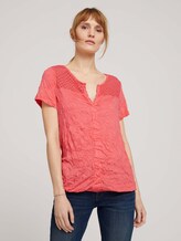 T-Shirt mit Spitzeneinsatz und elastischem Bund - Frauen - strong peach tone T-Shirt mit Spitzeneinsatz und elastischem Bund - Frauen - strong peach tone - 1 - TOM TAILOR