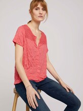 T-Shirt mit Spitzeneinsatz und elastischem Bund - Frauen - strong peach tone T-Shirt mit Spitzeneinsatz und elastischem Bund - Frauen - strong peach tone - 5 - TOM TAILOR