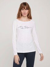 gestreiftes Langarmshirt mit Bio-Baumwolle - Frauen - Whisper White gestreiftes Langarmshirt mit Bio-Baumwolle - Frauen - Whisper White - 1 - TOM TAILOR