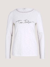 gestreiftes Langarmshirt mit Bio-Baumwolle - Frauen - Whisper White gestreiftes Langarmshirt mit Bio-Baumwolle - Frauen - Whisper White - 7 - TOM TAILOR