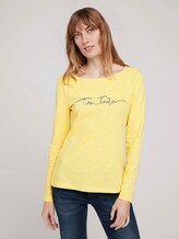 gestreiftes Langarmshirt mit Bio-Baumwolle - Frauen - smooth yellow gestreiftes Langarmshirt mit Bio-Baumwolle - Frauen - smooth yellow - 1 - TOM TAILOR