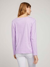 gestreiftes Langarmshirt mit Bio-Baumwolle - Frauen - offwhite lilac bigger stripe gestreiftes Langarmshirt mit Bio-Baumwolle - Frauen - offwhite lilac bigger stripe - 2 - TOM TAILOR