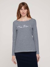 gestreiftes Langarmshirt mit Bio-Baumwolle - Frauen - navy offwhite bigger stripe gestreiftes Langarmshirt mit Bio-Baumwolle - Frauen - navy offwhite bigger stripe - 1 - TOM TAILOR