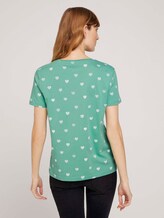 Gemustertes T-Shirt mit Bio-Baumwolle - Frauen - green offwhite heart design Gemustertes T-Shirt mit Bio-Baumwolle - Frauen - green offwhite heart design - 2 - TOM TAILOR