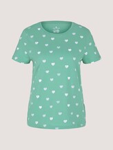 Gemustertes T-Shirt mit Bio-Baumwolle - Frauen - green offwhite heart design Gemustertes T-Shirt mit Bio-Baumwolle - Frauen - green offwhite heart design - 7 - TOM TAILOR