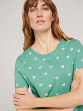 Gemustertes T-Shirt mit Bio-Baumwolle - Frauen - green offwhite heart design Gemustertes T-Shirt mit Bio-Baumwolle - Frauen - green offwhite heart design - 9 - TOM TAILOR