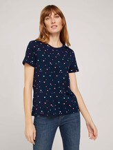 Gemustertes T-Shirt mit Bio-Baumwolle - Frauen - navy colorful heart design Gemustertes T-Shirt mit Bio-Baumwolle - Frauen - navy colorful heart design - 1 - TOM TAILOR