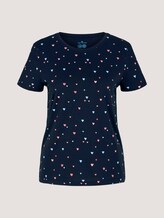 Gemustertes T-Shirt mit Bio-Baumwolle - Frauen - navy colorful heart design Gemustertes T-Shirt mit Bio-Baumwolle - Frauen - navy colorful heart design - 7 - TOM TAILOR