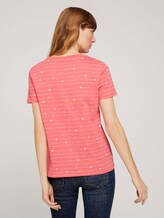 Gemustertes T-Shirt mit Bio-Baumwolle - Frauen - red heart line design Gemustertes T-Shirt mit Bio-Baumwolle - Frauen - red heart line design - 2 - TOM TAILOR
