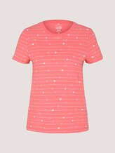 Gemustertes T-Shirt mit Bio-Baumwolle - Frauen - red heart line design Gemustertes T-Shirt mit Bio-Baumwolle - Frauen - red heart line design - 7 - TOM TAILOR