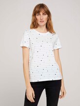 Gemustertes T-Shirt mit Bio-Baumwolle - Frauen - offwhite heart line design Gemustertes T-Shirt mit Bio-Baumwolle - Frauen - offwhite heart line design - 1 - TOM TAILOR