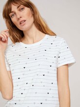 Gemustertes T-Shirt mit Bio-Baumwolle - Frauen - offwhite heart line design Gemustertes T-Shirt mit Bio-Baumwolle - Frauen - offwhite heart line design - 9 - TOM TAILOR