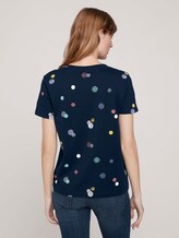 Gemustertes T-Shirt mit Bio-Baumwolle - Frauen - navy colorful dot design Gemustertes T-Shirt mit Bio-Baumwolle - Frauen - navy colorful dot design - 2 - TOM TAILOR